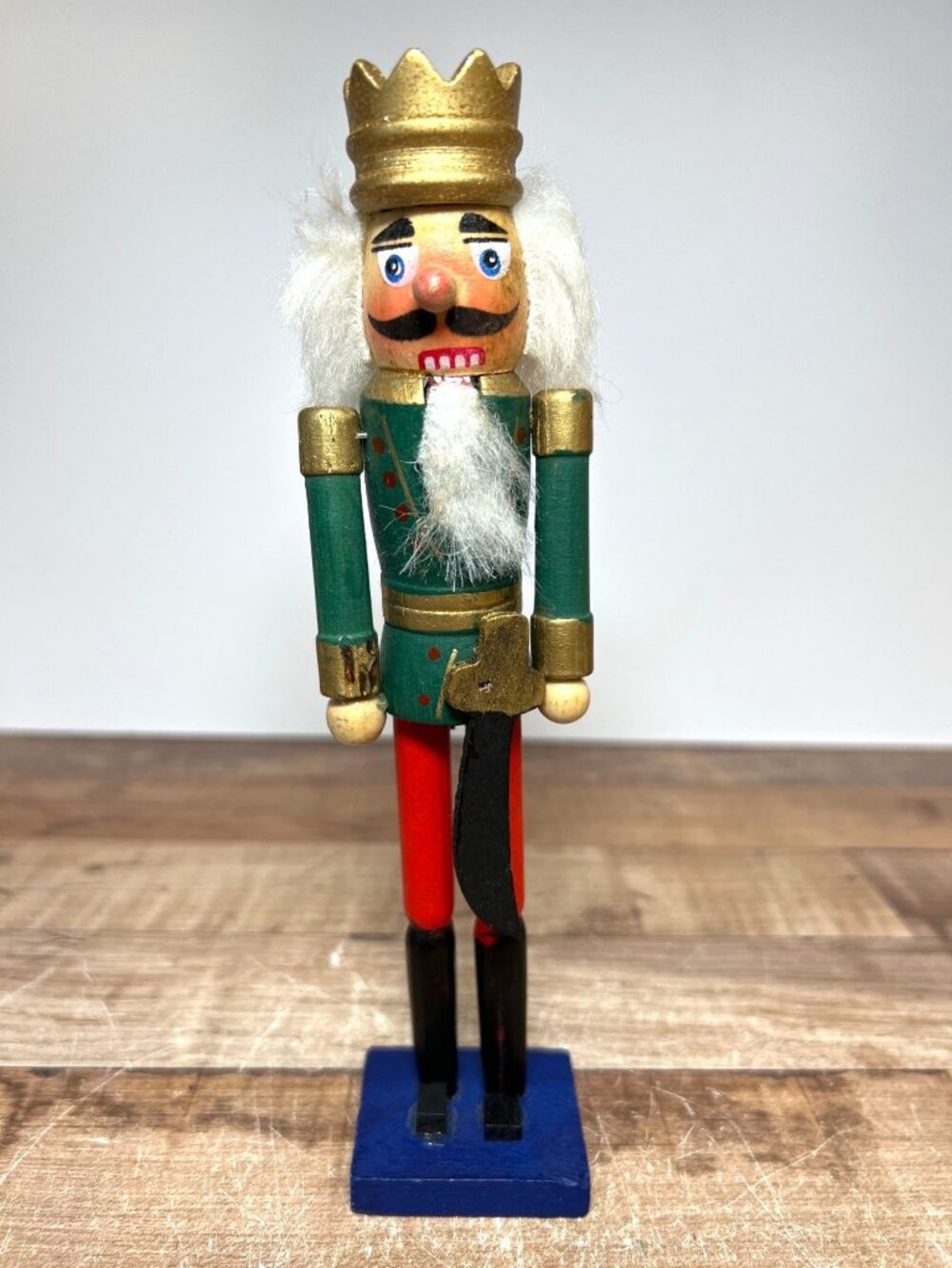 Hand-Painted Wooden Nutcracker Figurine With Gold Crown & Sword